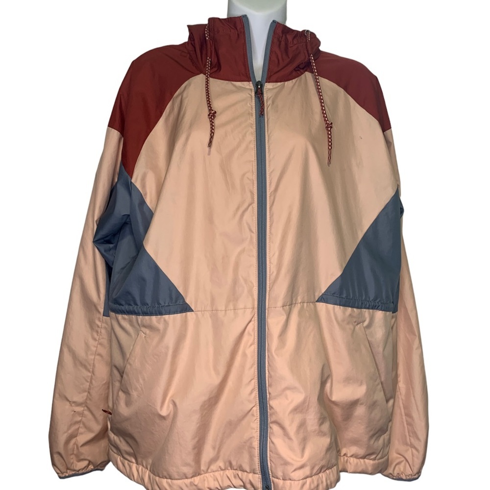 Columbia SIDE HILL FLEECE LINED WINDBREAKER PINK GREY WOMENS L
